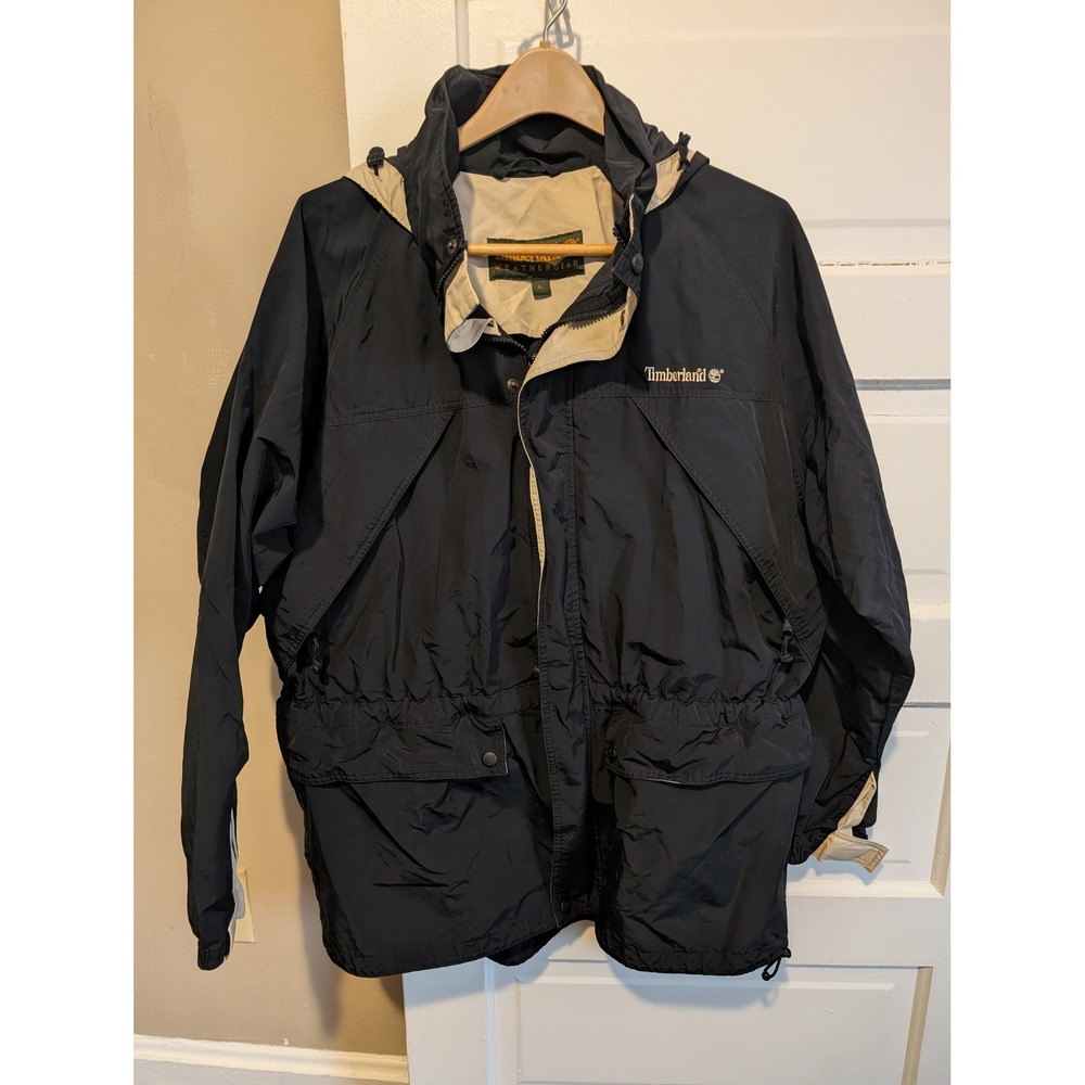 Timberland Weathergear Mens Vintage Fall 2000 Hooded Jacket Black Style 5938 L